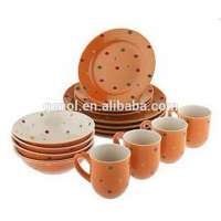 Orange Polka Dot 16-piece Dinnerware Service for 4