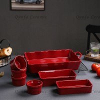 Custom Colorful Eco-Friendly reusable nested ceramic red bakeware set